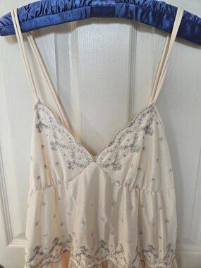 Vintage Long Cream Embroidered M Nightgown